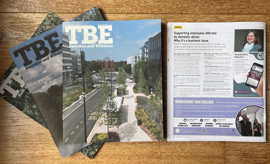 KR HR & Training Consultancy Ltd News. Read our interview in The Business Exchange magazine and take action to support individuals subjected to abuse.